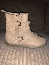 Old Navy Toddler Girls Boots Faux Suede Tan Zipper/ Buckles/ Strap SIZE 10