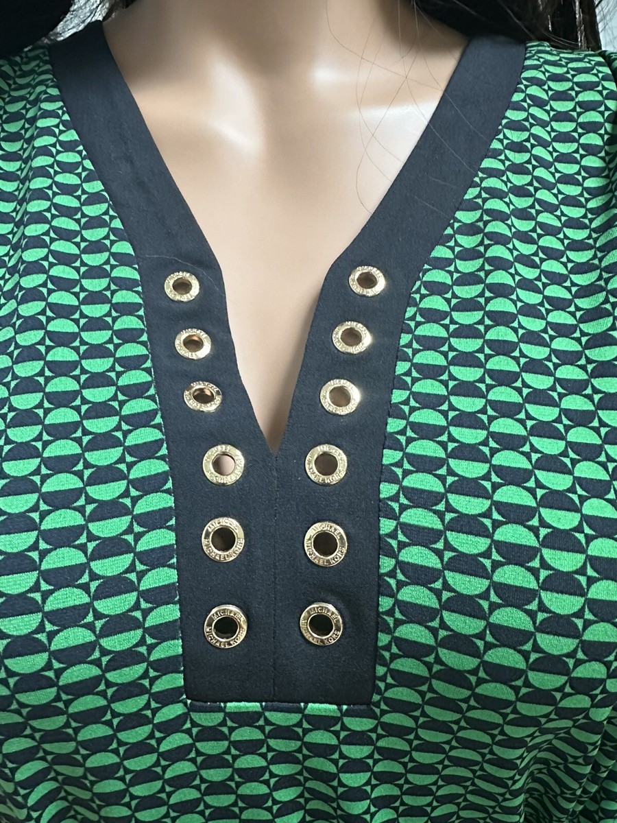 NEW Michael Kors Green Dress Women Petite Large With golden Accents MSRP  $140 | eBay