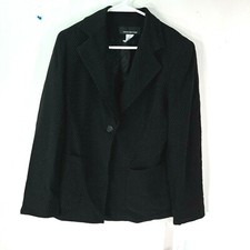 Jones New York Womens Long Sleeve Collared One Button Black Blazer Jacket Size 4