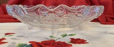 VTG Mikasa Walther Crystal Centerpiece Bowl Bows Ribbons Roses Flowers W.Germany