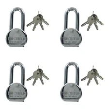 Pack of 4X Heavy Duty Master Lock Solid Steel Maximum Protection Padlock with 3K