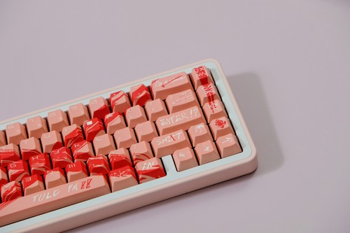 PBT EVA X PINK Theme Keyboard Keycaps Cherry Profile Set for MX - Picture 9 of 19