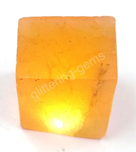 121.00 Ct Natural Yellow Sapphire Cube Rough Dyed Certified Loose Gemstone AJG25