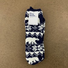Old Navy Gender-Neutral Kids One Size Blue White Printed Cozy Crew Socks NWT