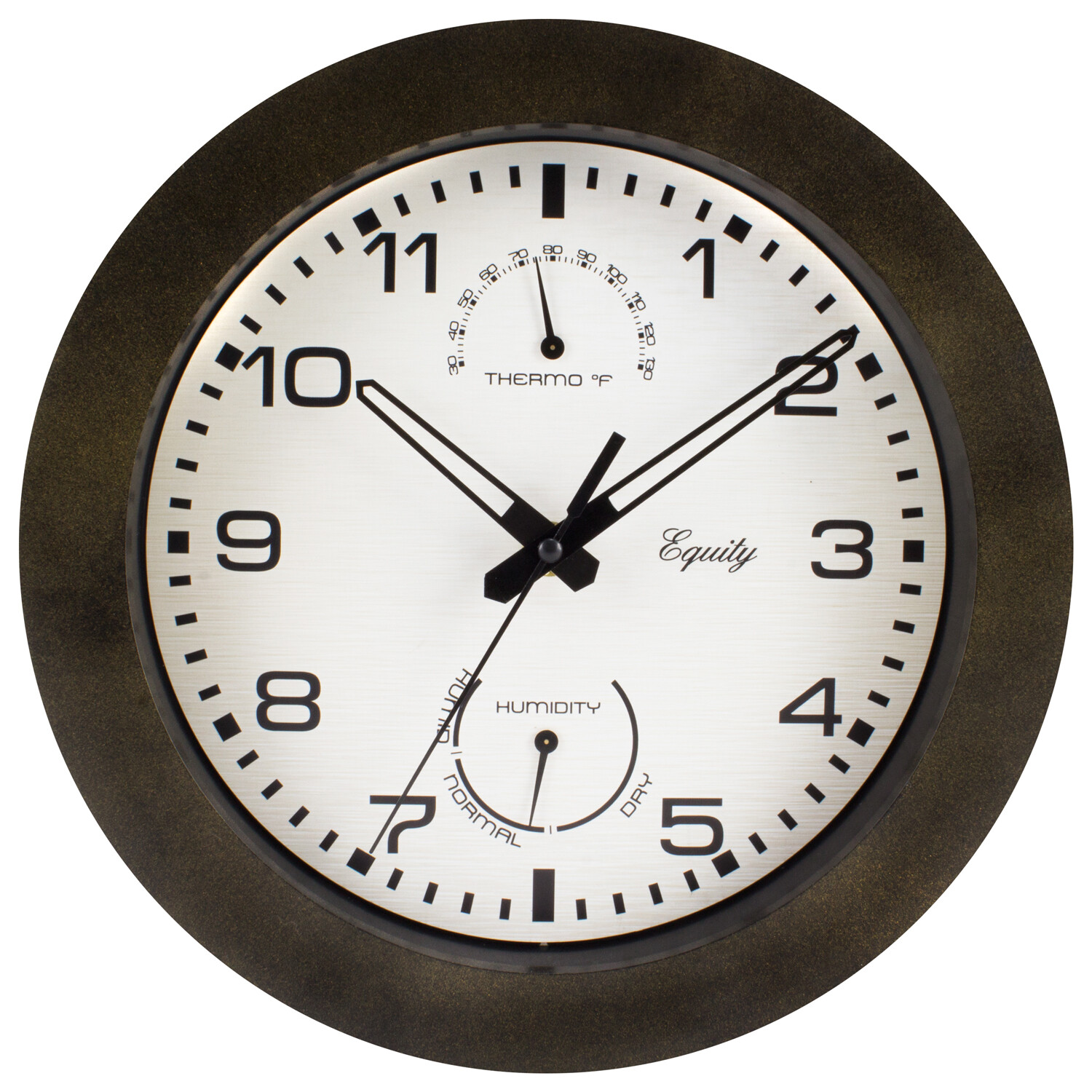 29005 Equity by La Crosse 10" Indoor/Outdoor Wall Clock with Temp & Humidity