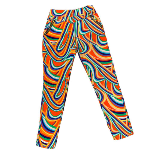 Always Leggings Womens Funky Disco Colorful  w/Pockets Gold Zippers Curvy Diva - Picture 1 of 13