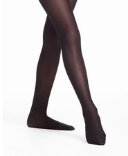 Danskin 331 Girl's Size Intermediate 6x-7 Black Ultra Shimmery Footed Tights