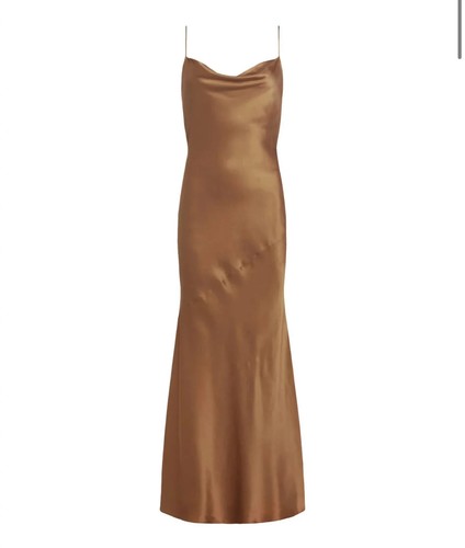Robe maxi L'AGENCE soie marron marron marron vachette biaisée charmeuse Arianne 8 M/L - Photo 2/9