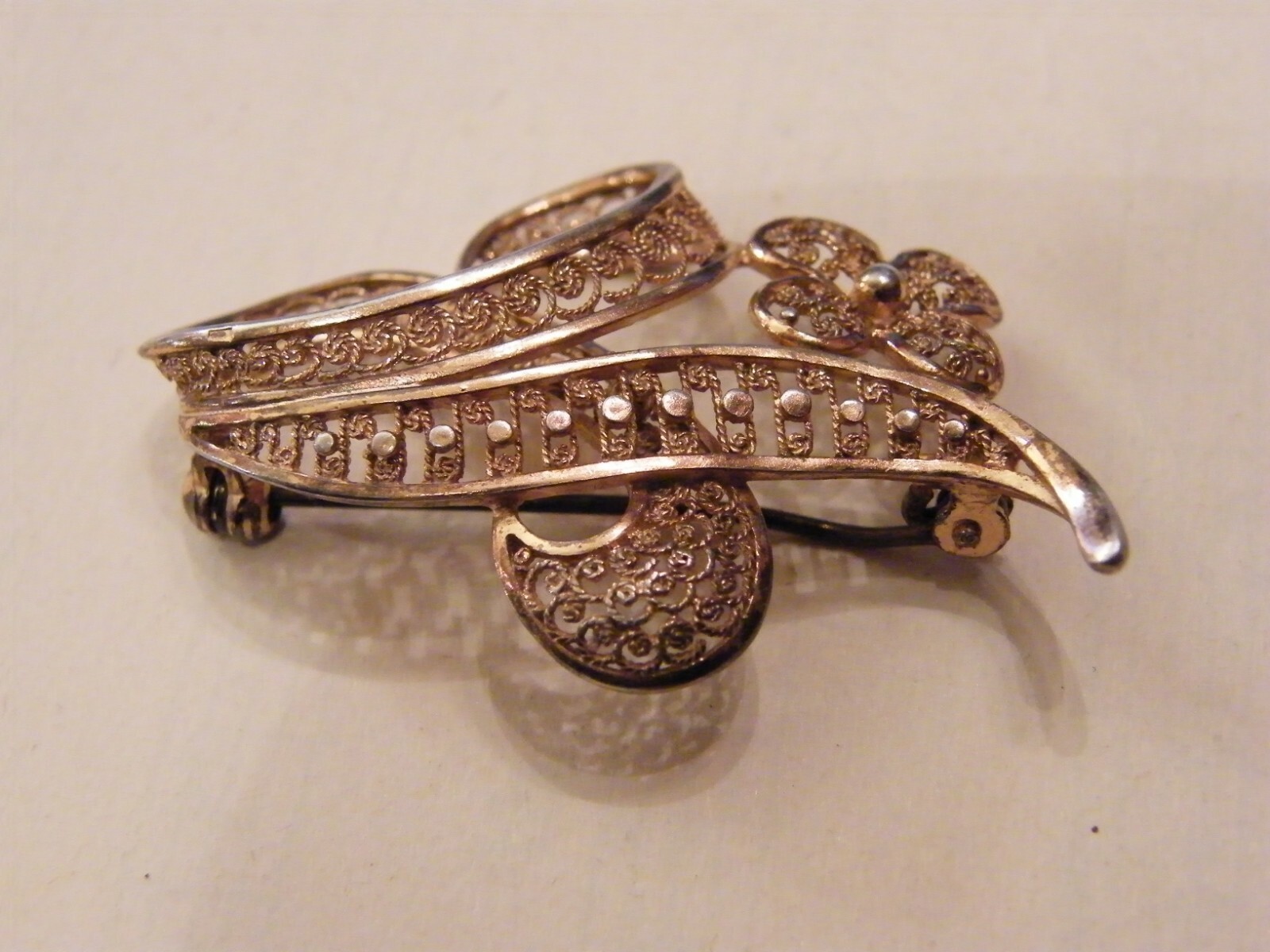 Solid Silver Vermeil Brooch 925 - image 1