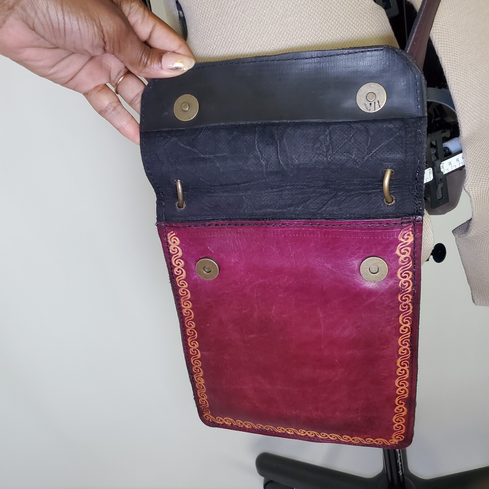 Handmade Crossbody Bag Women's Small Burgundy Lea… - image 5