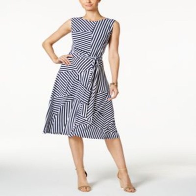Charter Club Womens Printed Fit & Flare Dress Small Size