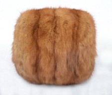 U107 REAL FARMER FUR MINK HANDWARMER BROWN FUR MUFF - CLASS OF SABLE