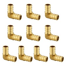 EFIELD 10 Pcs Pex 1" X 1" 90 Degree Elbow Barb Crimp Brass Fittings, Lead Free