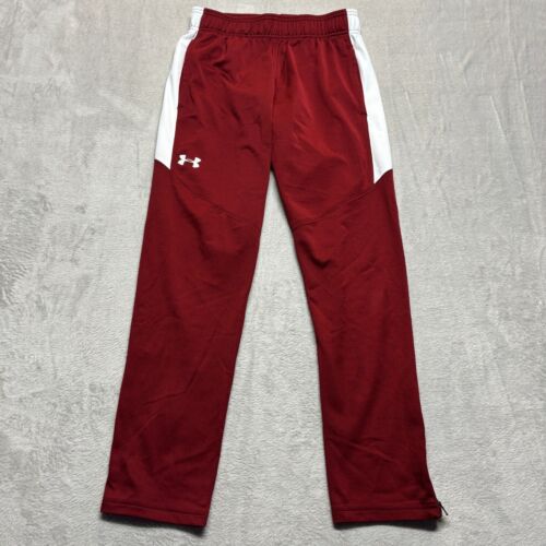 Under Armour Active Pants Mens M Warm Up Burgundy Red White Track Basketball