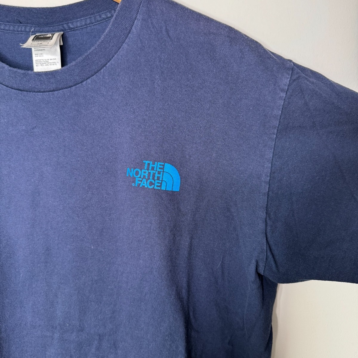 The North Face Tee Navy Mens L Tshirt Cotton Back Logo