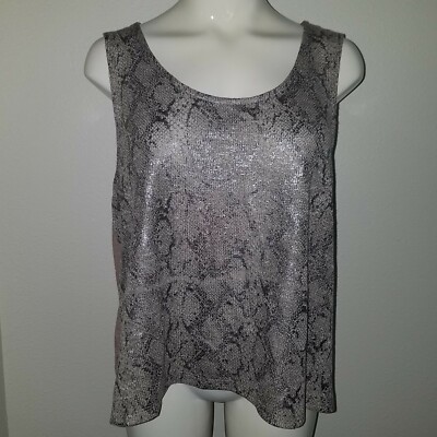 NWT Christopher & Banks Tan Metallic Snake Skin Tank Top Size Large Brown