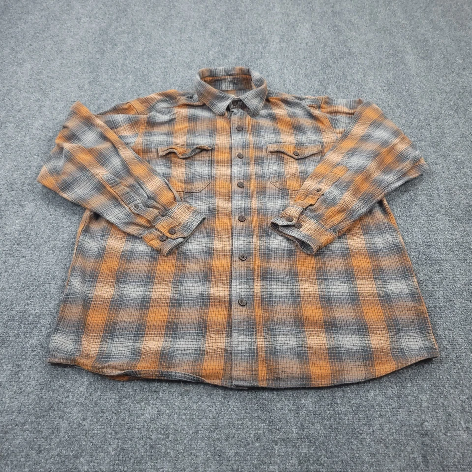 RedHead Shirt Mens Large Grey Orange Brushed Tartan Plaid Flannel Casual Work - Image 2 of 4