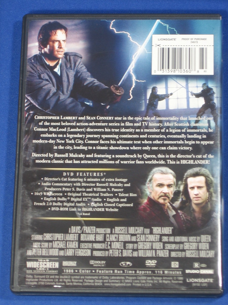 Highlander DVD Director's Cut 2009 Used Lionsgate Widescreen