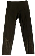 ZYIA Active Black Flower Power Luxe High Rise 7/8 Leggings Size 12  Stretch Yoga