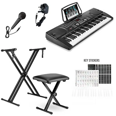 61 KEYS DIGITAL ELECTRONIC KEYBOARD PIANO STAND/BENCH ADJUSTABLE FOLDABLE STOOL