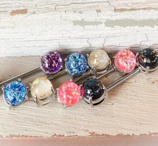 PAIR Lava Glitter Nipple Rings Shields 316L Surgical Steel Barbells Body Jewelry