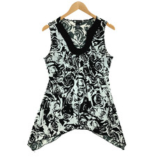 Carole Little Women's Black & White Round Neck Sleeveless Dress Medium