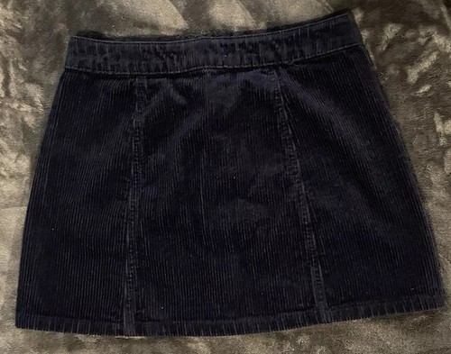 Forever 21 Girls Gold Button Front Navy Blue Corduroy Skirt Girls Size 11-12 - Picture 8 of 10
