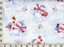 Happy Snowmen Red Birds Stars Christmas Quilting Sewing Fabric by Yard 3116