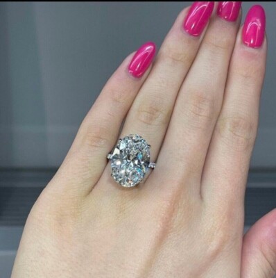 5.08 CT Oval cut cz Hidden halo wedding anniversary ring for wife in 925 Silver.