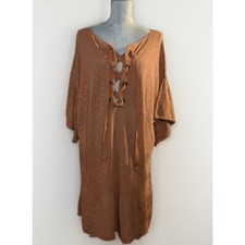ZARA KNIT Dress Bikini Cover With Lace Up Neckline Women's Size S