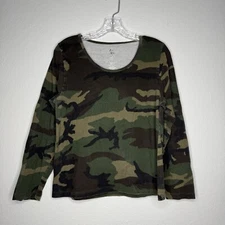 Lady Belle Ranger Camo Long Sleeve T Shirt Womens Size XL Fitted Vintage Style
