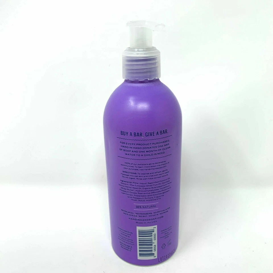Jabón de manos vegano lavanda mano a mano - sin aceite de palma 10 oz sostenible leer Foto 2 de 2