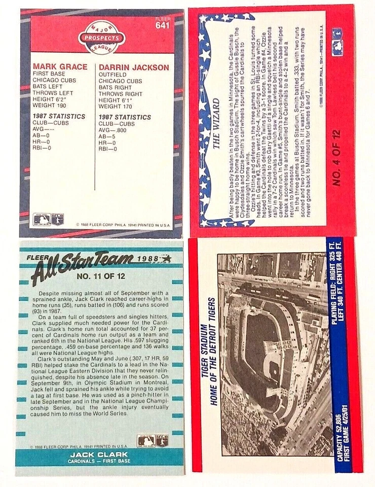 1988 Fleer Baseball, #601-660, All Stars, Stickers You Pick, COMPLETE YOUR SET!! - Image 3 of 4