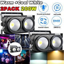 2x 200W COB LED Par Light DMX Stage DJ Audience Blinder Light Warm Cool White