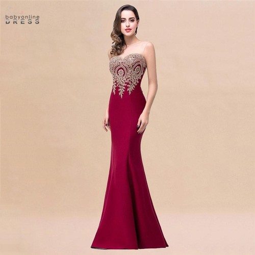 Elegantes Meerjungfrau Abendkleid Damen goldene Applikationen Spitze royalblau Herzausschnitt - Bild 13 von 29
