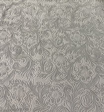 Silver Gray Western Floral Embossed Vinyl Faux Leather Upholstery Fabric Yard