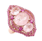 925 Sterling Silver Vintage Ring Rose Gold Plated Pink Topaz  Sz 8  RG29782