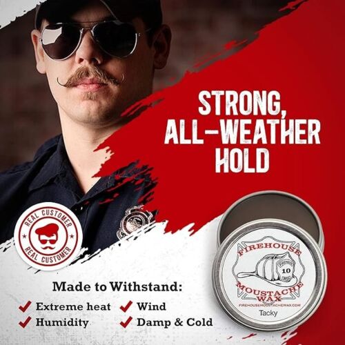 Firehouse Moustache Wax- Wacky Tacky, 1 oz. tin, Handmade - Picture 6 of 9