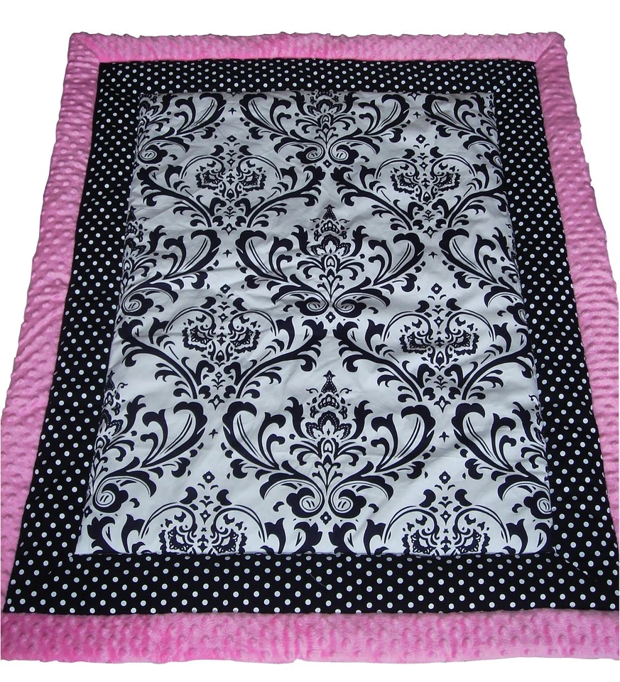 Juego de ropa de cama para cuna infantil de 12 piezas para bebés bebés niñas y niños - rosa damasco Foto 3 de 4