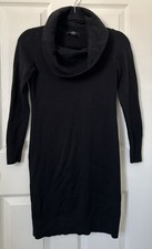 Ann Taylor Petite Cowl Neck Sweater Dress XXSP Black 384488