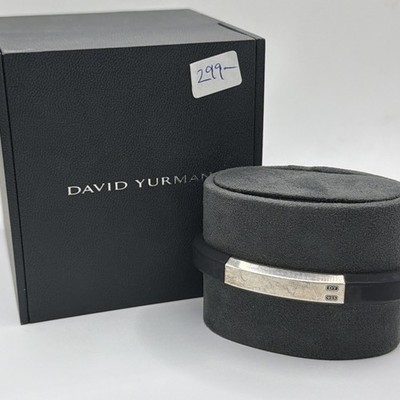 David Yurman 925 Sterlingsilber Streamline ID schwarzes Kautschukarmband 7,5 Zoll