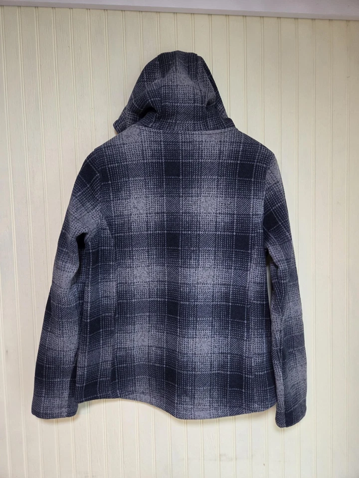 Pullover North Face para mujer gris medio a cuadros con capucha polar suéter chaqueta cálido Foto 3 de 4