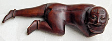 LOVELY VINTAGE UNUSUAL JAPANESE ORIENTAL CARVED WOOD WOODEN NETSUKE MAN FIGURE