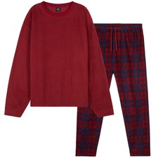 CityComfort Microfleece Mens Pyjama Set Long-sleeved Crew Neck Top