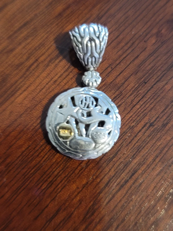 Colgante de diamantes redondos John Hardy en plata de ley y 18k .11ct Foto 2 de 4