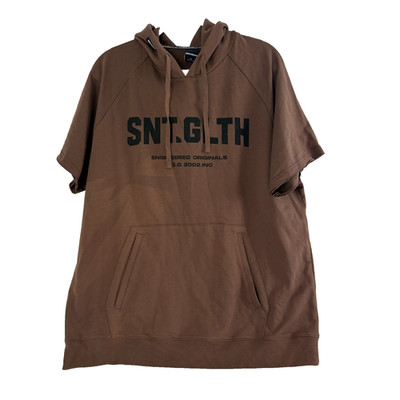 Saint Goliath Assist Fleece Short Sleeve Hooded Brown T-Shirt Men's Size XL