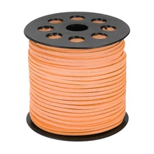 98 Yd x 2.6mm Flat Leather String Cord Faux Suede Cord Leather Strip Orange Pink