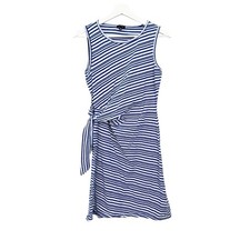 Talbots Blue Stripe Side Tie Sleeveless Shift Dress size MP