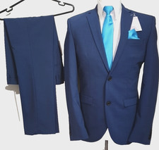 Next Tailoring 2 piece suit SLIM FIT Ch38"R W30" L31" Navy Blue tonic sharkskin