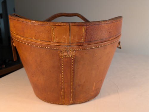 Antique Men's Silk Top Hat Henry Heath London w/ Leather Travel Hat Box & Brush - Picture 19 of 24